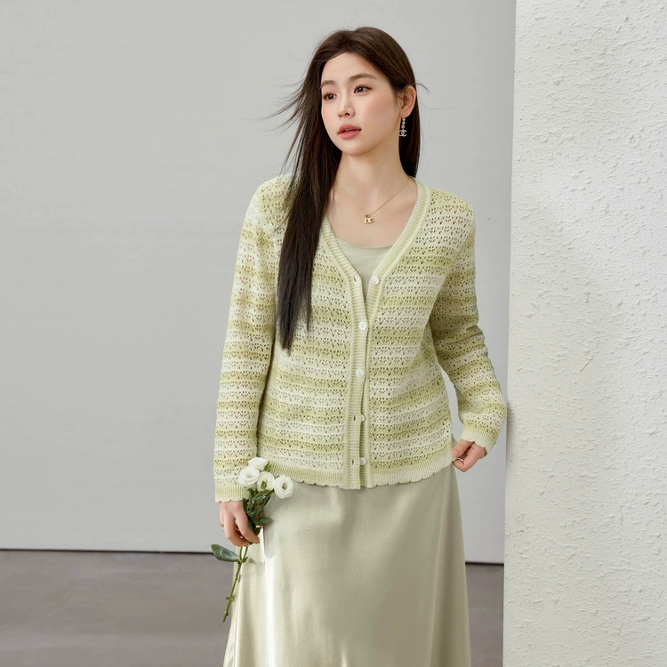 [Нежный темперамент V-образный вырезанный тонкий трикотажный кардиган] Полноцветный большой размер женский толстый mm2025 весенний новый