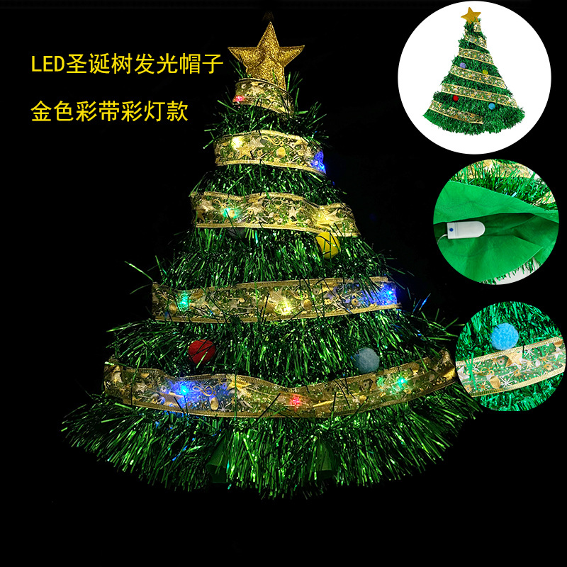Led Luminous Christmas Decoration Hat Holiday Party Dress up Headwear Photo Props Onion Silk Tops Christmas Hat