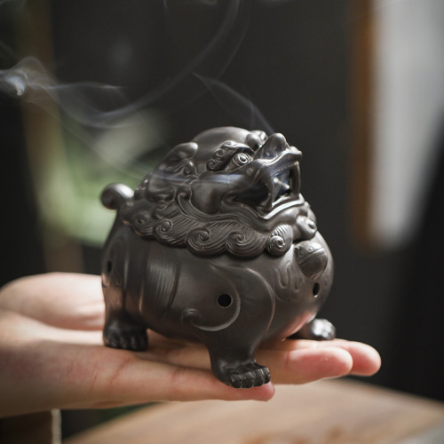 Creative ceramic Pixiu plate incense burner Zen tea ceremony indoor incense Buddha Zen ornaments Qinan tobacco incense plate
