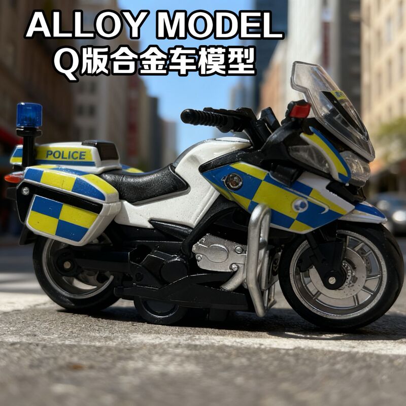 Alloy Police Motorcycle Model Toy Pull-Back Realistic Replica Bmw Patrol Motorcycle Ornament Police Car Alloy Vehicle