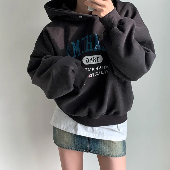已出货  个性字母刺绣加绒加厚卫衣女|undefined
