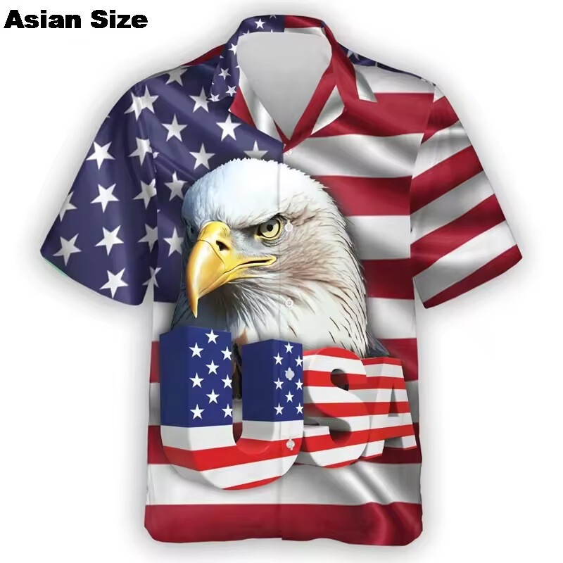 Temu Y2 Men's Shirt American Flag Eagle Pattern 3D Printed Top 2025 Summer Casual Fashion Sand Temu Y2 Men's Shirt American Flag Eagle Pattern 3D Printed Top 2025 Summer Casual Fashion Sand