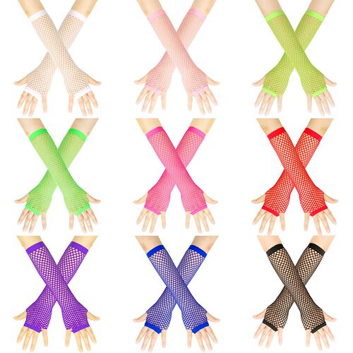 European and American coarse mesh fishnet elastic gloves sexy long gloves punk half-finger nightclub party etiquette gloves cross-border