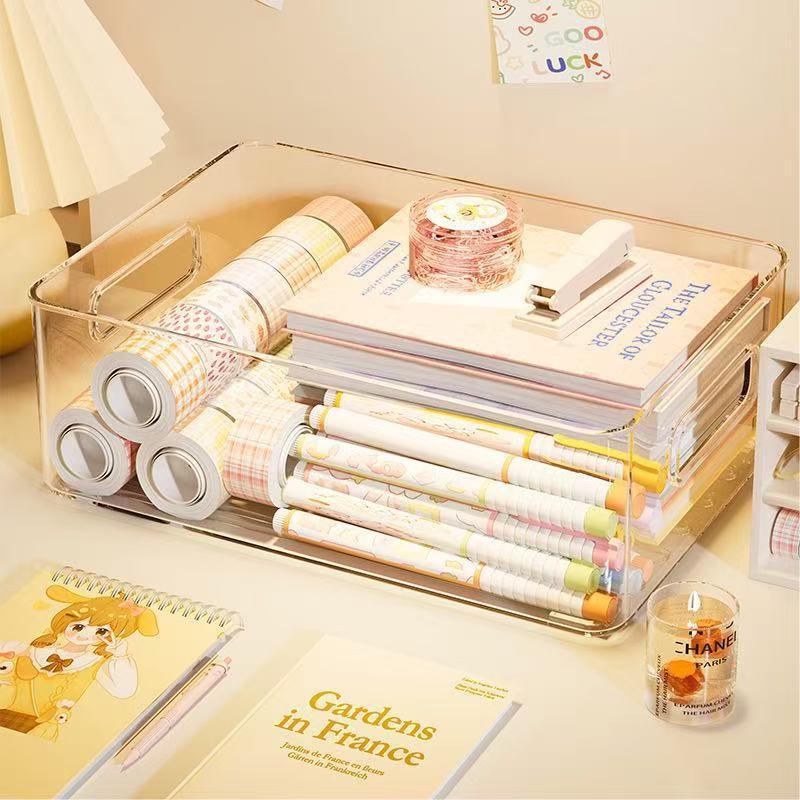 Desktop Storage Box, Makeup, Skin Care and Jewelry, Transparent Pet Storage Box, Snack Storage Basket, Sundry Storage Rack