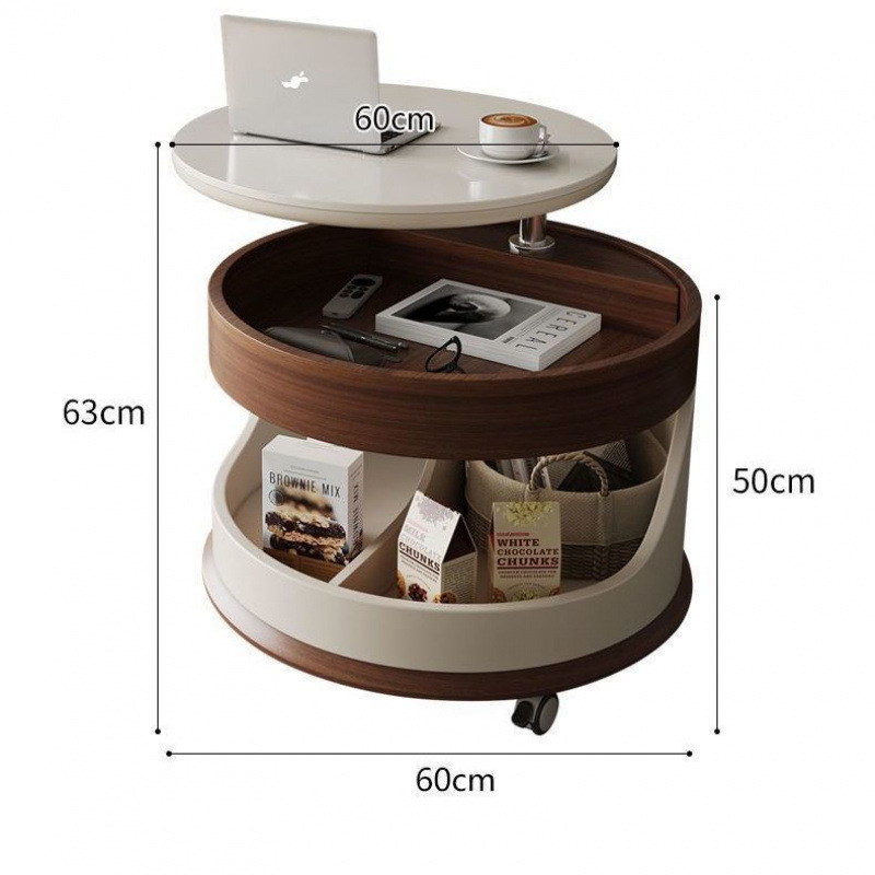 Casa pequeña moderna sala de estar de madera maciza mesa de té doméstica móvil simple sofá multifuncional carro pequeño elevación almacenamiento
