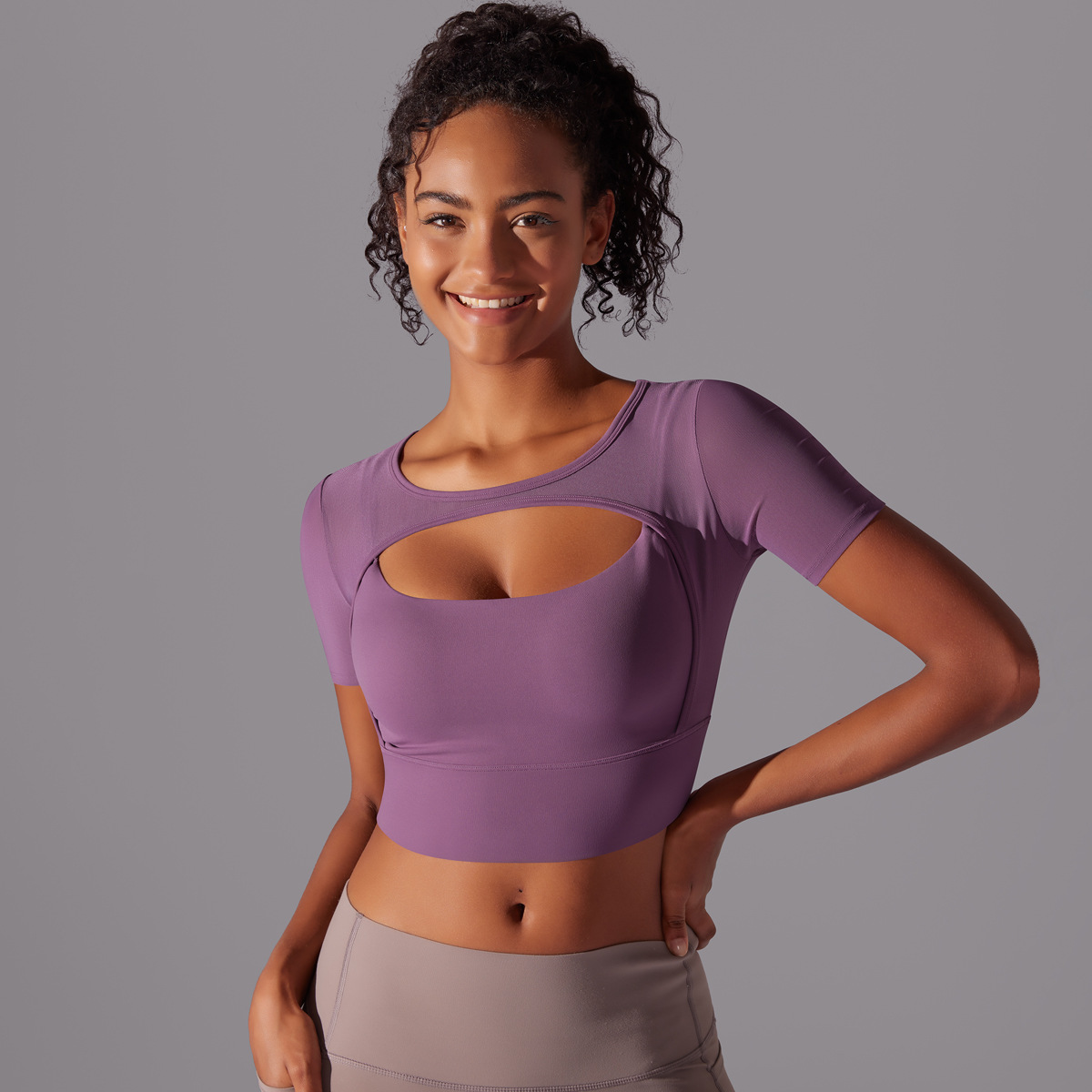 182g Weight Short Sleeve Sleeve Length Pullovers Placket Type Nylon, Spandex Fabric Type Short Top Length T-shirt Tops Type Yoga, Sports Occasion Round Neck Neckline Solid Color Pattern Women Gender Hollow Out Craft Fitness Sport Style Solid Color Nylon Spandex Round Neck Hollow Out Active Tops T-shirt 51