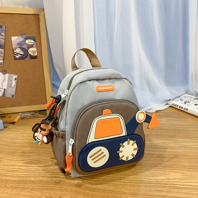 Mochila de estudiantes de primaria admisible con excavadora, mochila de jardín de infantes, mochila de hombro de automóvil para niños