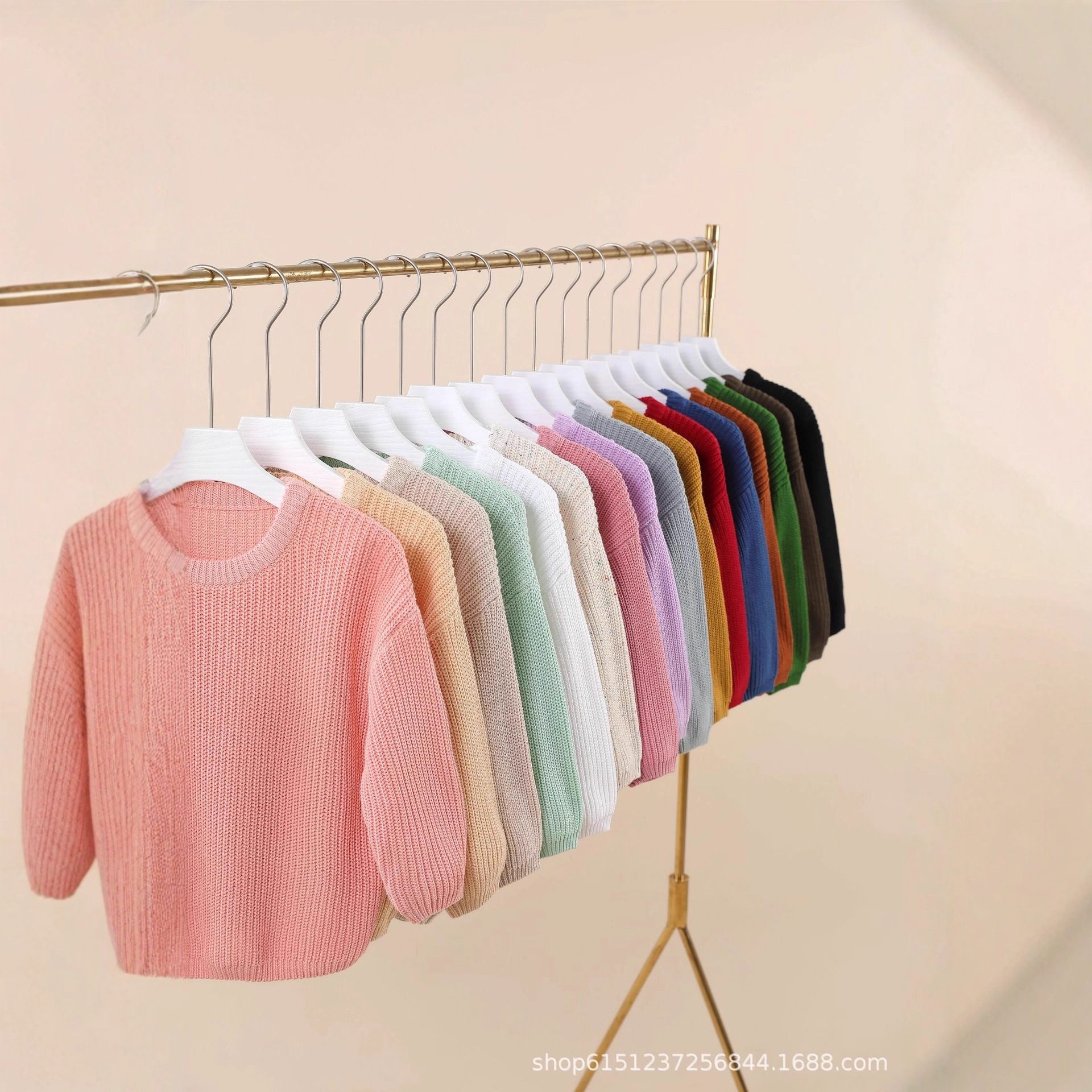 Cross-Border Popular Baby and Toddler 100% Pure Cotton Basic A-Class Pullover Knitwear in 20 Colors in Stock