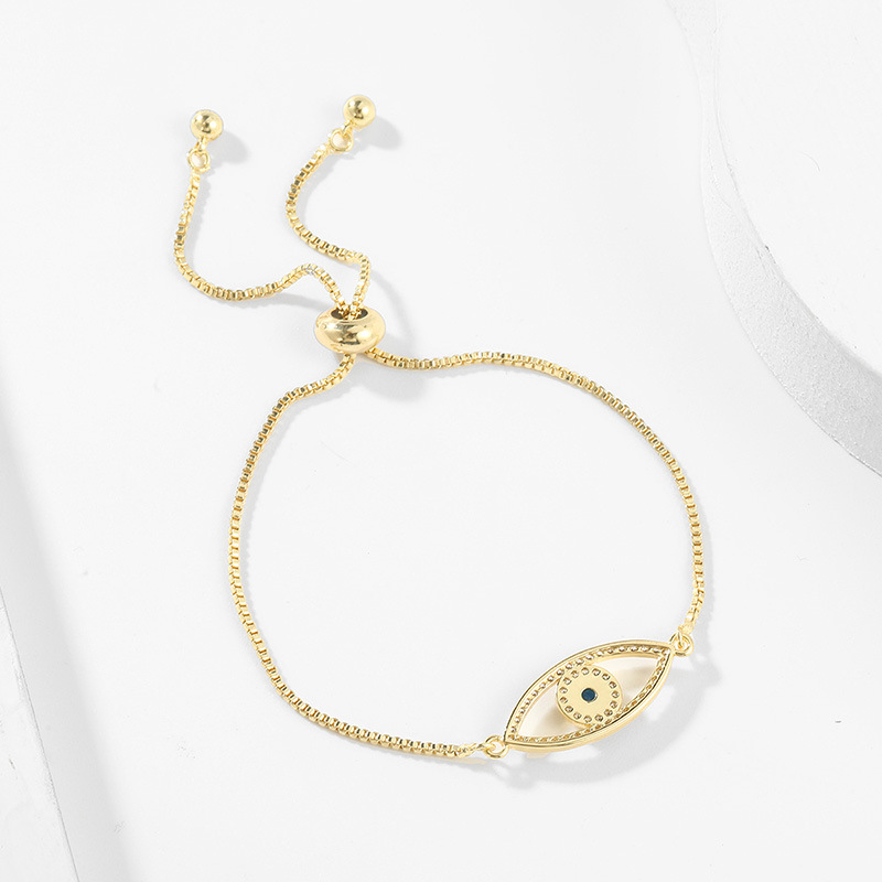 simple copper-inlaid zircon pull-eye bracelet wholesale