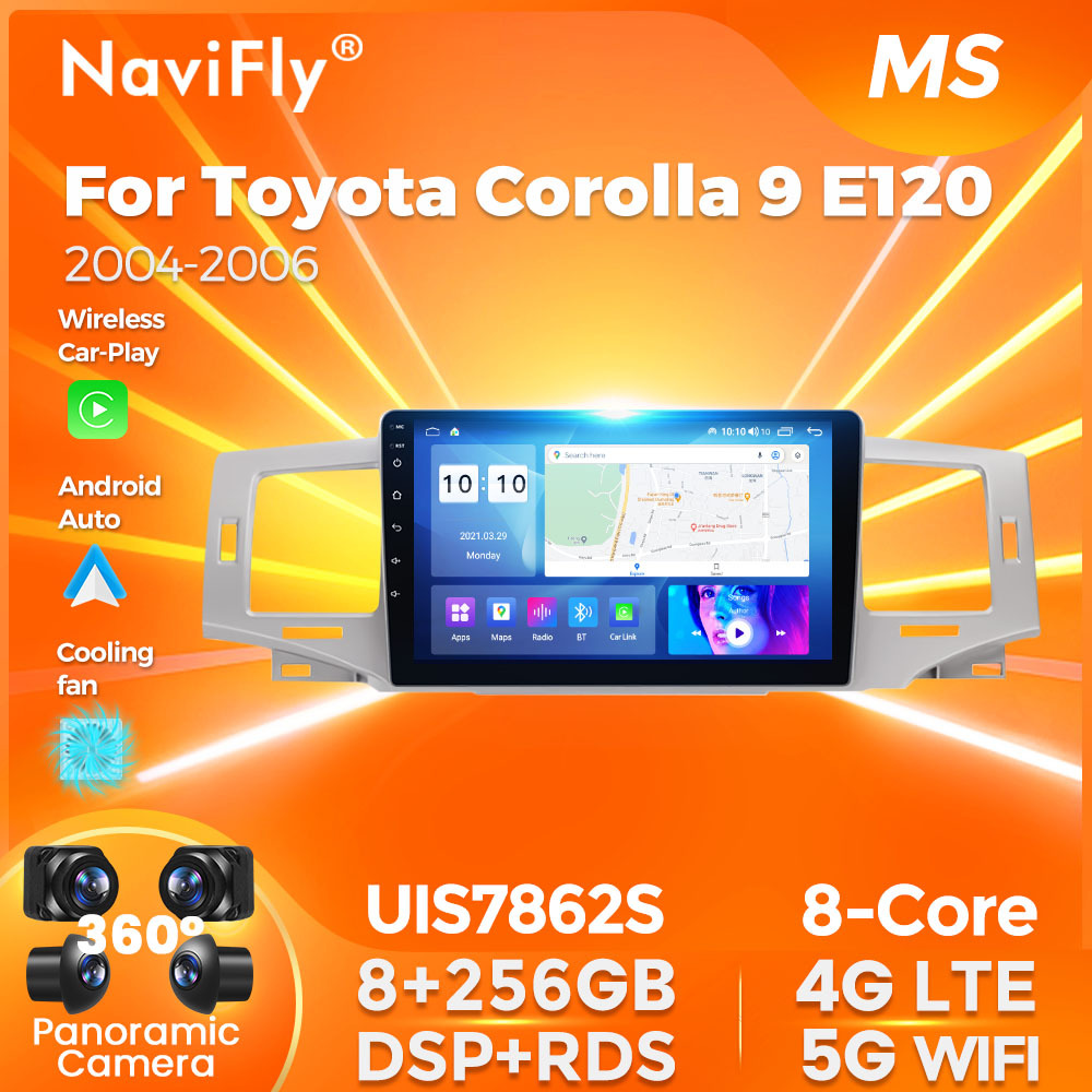 适用丰田Corolla 9 E120 04-06改装安卓车载多媒体蓝牙后视导航屏
