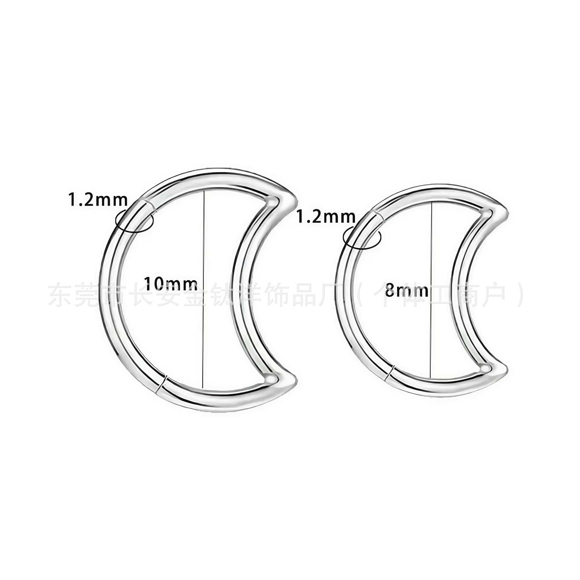 F136 Titanium Moon Lip Nose Ring Earrings Ear Bone Stud Closed Ring Nasal Septum G23 Titanium Alloy Piercing Jewelry detail image 7