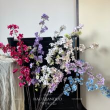 仿真长枝2叉梨花中式垂吊樱花禅意造景假花摆件家居摄影摆拍道具