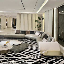 意大利轻奢创意转角组合沙发别墅大平层客厅设计师款高端真皮沙发