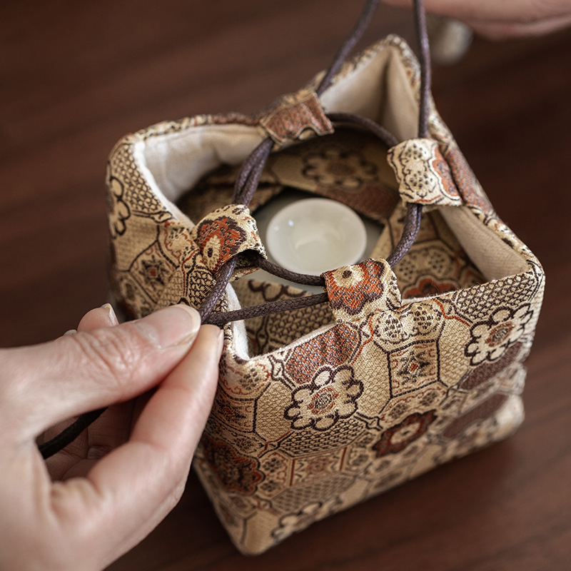 Rope teapot tea cup cover Bowl storage bag tea set Master Cup portable travel jewelry Wenwan jewelry drawstring bag