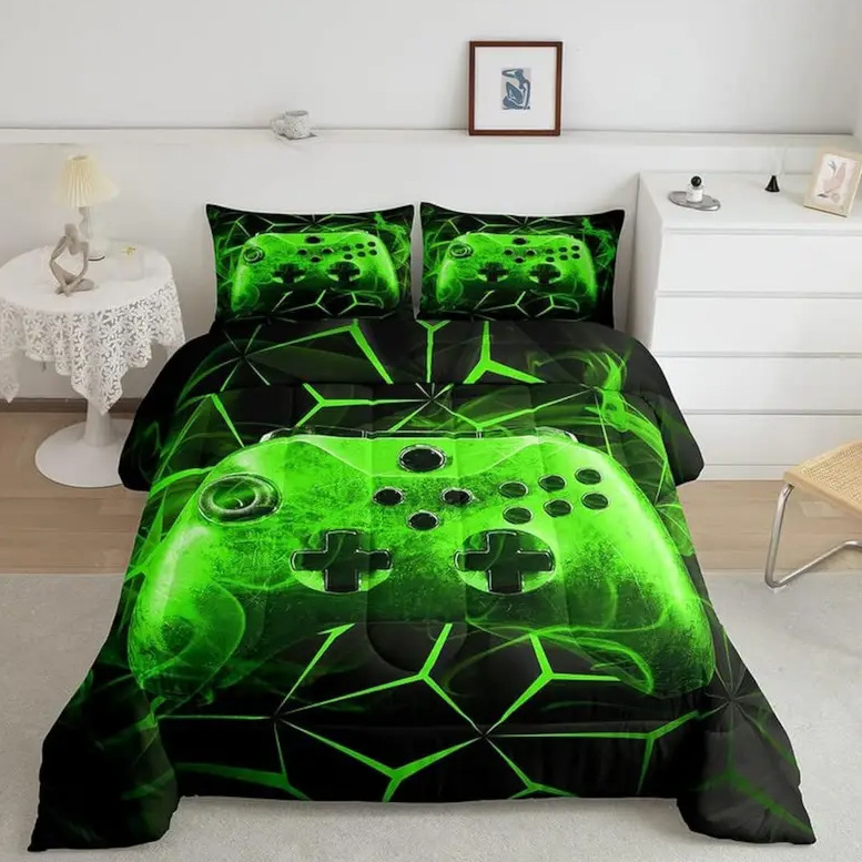 TEMU / JIT transfronterizo hogar "Manuja de juego cool" impresión digital 3D 180gms colcha colcha almohada conjunto