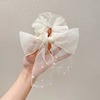 Headband from pearl with bow, universal hair rope to go out, summer hair accessory, 2022 years