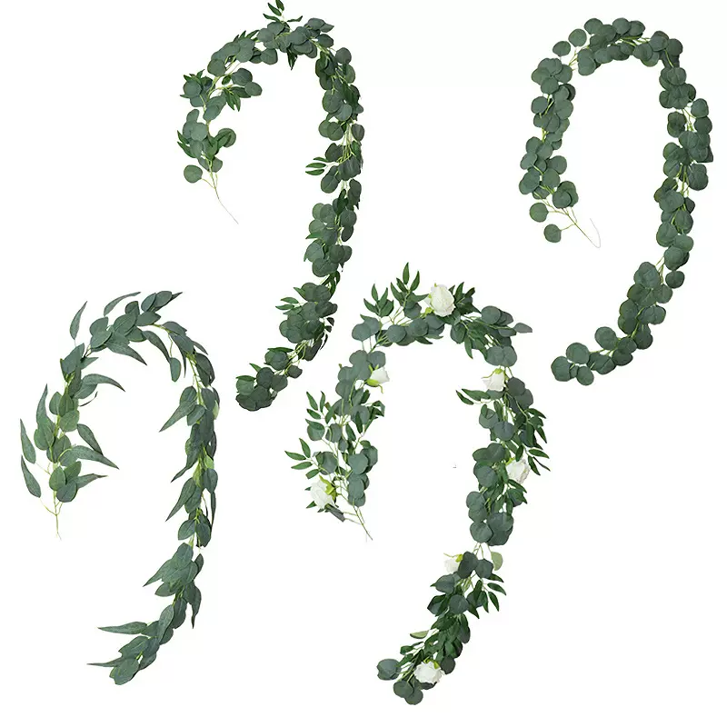 仿真桉树叶苹果叶藤条北欧风格婚庆家居装饰柳叶藤条跨境厂家批发