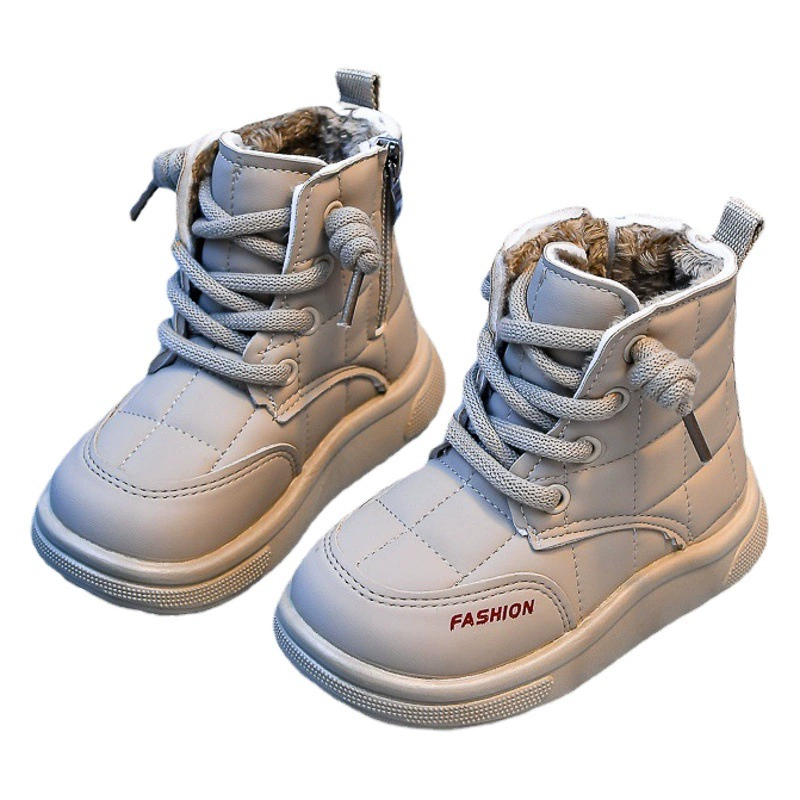 Детские зимние сапоги 2026 года, новая модель, теплые флисовые лоферы для малышей и детей младшего возраста, нескользящие мягкие подошвы, большие хлопковые ботинки.