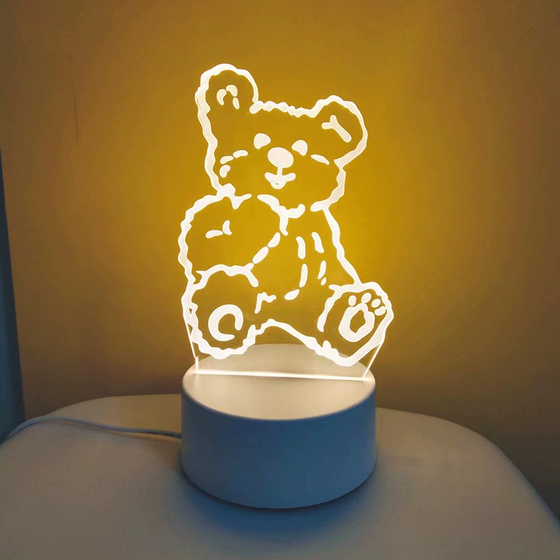 3D акриловая ночная лампа, USB питание 4W, основание из ABS, одноцветная панель, несколько 3D- дизайнов