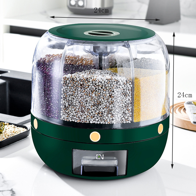 Rejilla de arroz cubo giratorio hogar a prueba de insectos a prueba de humedad multifuncional sellado caja de almacenamiento de arroz clasificación caja de almacenamiento de grano