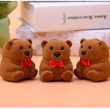 现货可爱塑料卡通植绒小熊戒指吊坠耳钉首饰盒