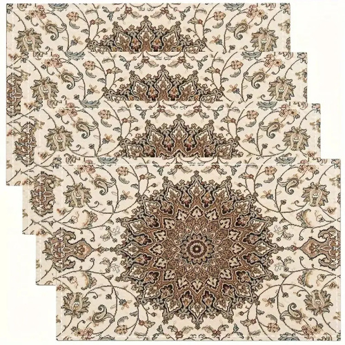 Temu Cross-border Bestselling Classic Collection Flax Lunch Napkins Restaurant Living Room Home Decor Table Mat Heat Insulating Mat Table Cover