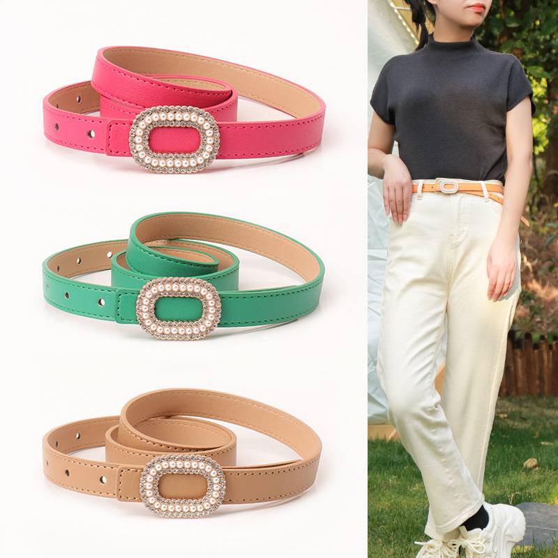 Women Pearl Buckle Fashion Belt Multi Color