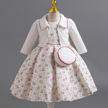 外贸新款三件套儿童礼服雪纺长袖公主裙女童生日连衣裙baby dress