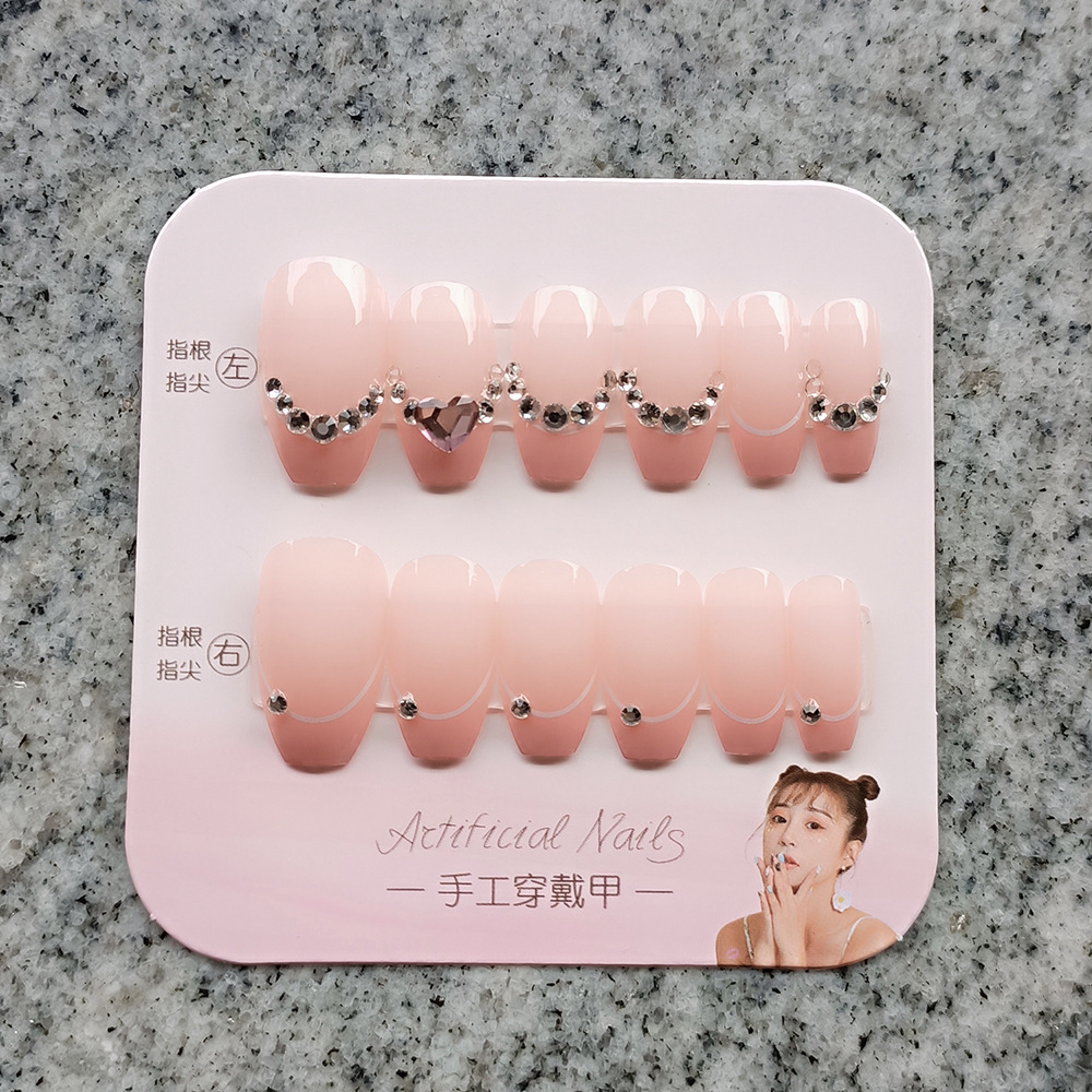 Uñas de manicura portátiles hechas a mano, 24 piezas, fototerapia, parches de uñas postizas estéreo, producto terminado, uñas portátiles extraíbles