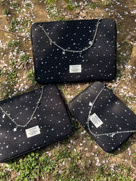 Kazum Korean Ins-Style Ballet-Style Star Chain Black and White Computer Bag iPad Notebook Storage Bag