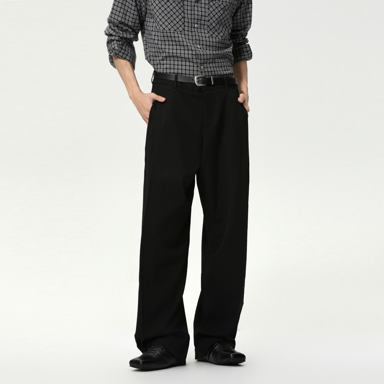 Mtlclothes Men's Clothing | Korean Style Simple Drape Pleated Straight Wide-Leg Light Business Solid Color Casual Dress Pants Trendy