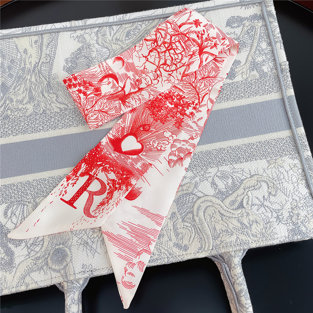 20g Weight Silk Scarf Classification Daily Occasion Silk Material Letter Pattern All Seasons Season Women'S Gender Printing Design Fashion Style Women's Fashion Letter Silk Printing Silk Scarves 48