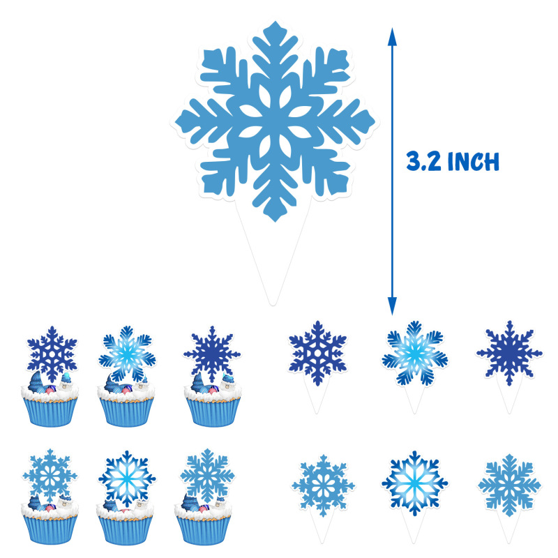 雪のテーマのパーティーセットの青いバナーのケーキのサイズは旗のラテックスの風船のセットのシーンの装飾用品を挿します。|undefined