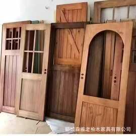老榆木咖啡门窗复古圆形拱形玻璃门异性奶茶商铺木门纯实木室内门