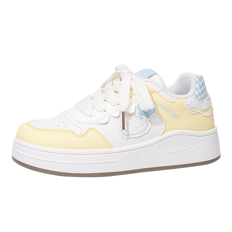 Huili nuevo estilo de sal marina zapatos de skate dulce gatito zapatos casuales de encaje de color universal zapatos cómodos al por mayor