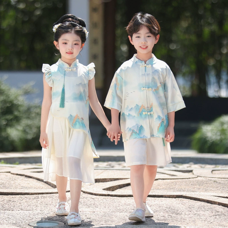 Шестьдесят один детский костюм для мальчиков Hanfu летний костюм для мальчиков