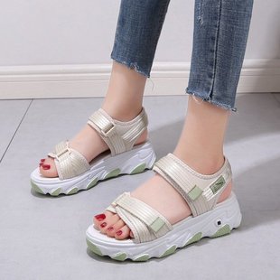 Sports Dad Shoes Sandals Women's 2025 Summer Casual Velcro Platform Shoes Ins Trbottomy Thick Sole Heightening Beach Shoes