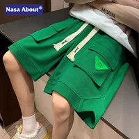 Повседневные модные мужские шорты-карго NASA, летние вафельные американские баскетбольные шорты средней длины больших размеров.