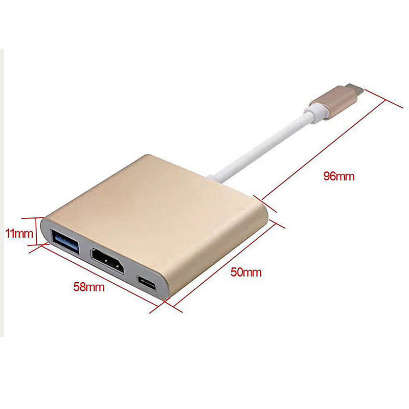 TYPE-C変換HDMI三合一4k中継ケーブル変換器type-c変換hdmi USBハイビジョンケーブル拡張ドック|undefined