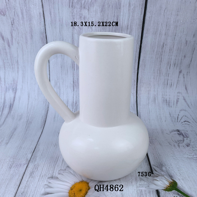 Jarrón de cerámica con forma de tetera, arreglo floral para sala de estar, artesanías con flores secas, regalos para días festivos, porcelana blanca, estilo minimalista moderno