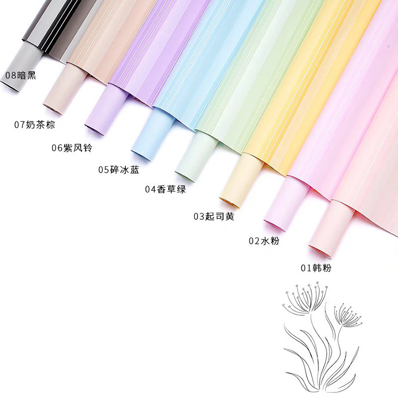 Fabricante de fiestas de flores al por mayor nuevo producto floristería papel de embalaje de flores diseño de líneas papel de embalaje de ramo floristería papel de regalo