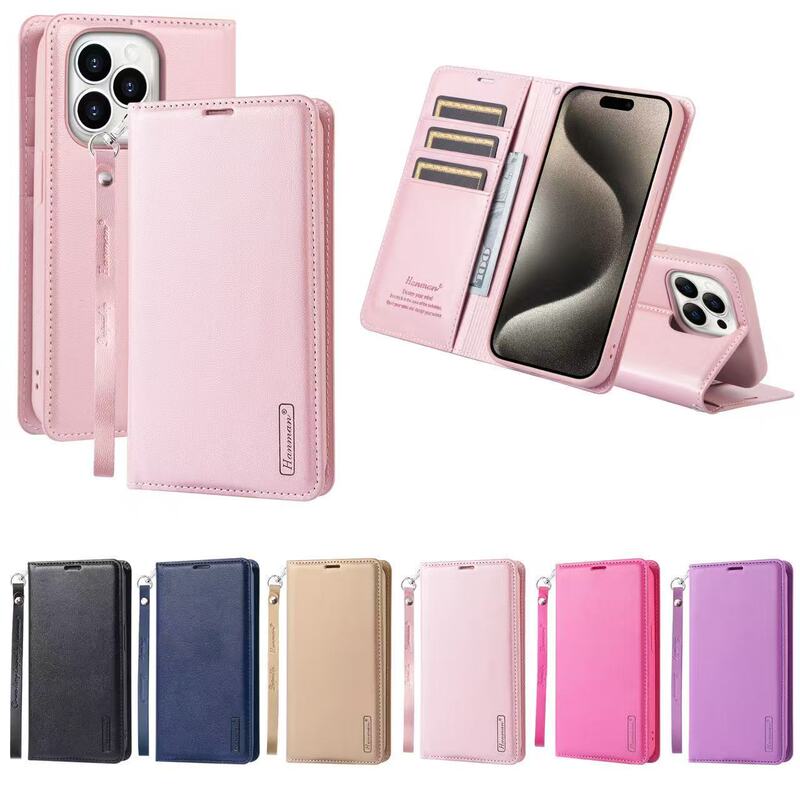 Hanman Mino Is Suitable for Apple 17Promax 17Pro Series Ultra-Thin Card-Insert Flip Wallet-Style Leather Case