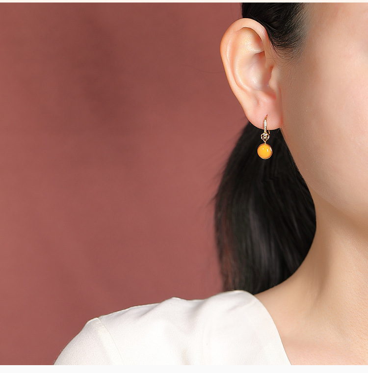 Bông tai bạc S925 mạ vàng mật ong hình Như ý phong cách cổ điển — Phong cách 1 chi tiết 10