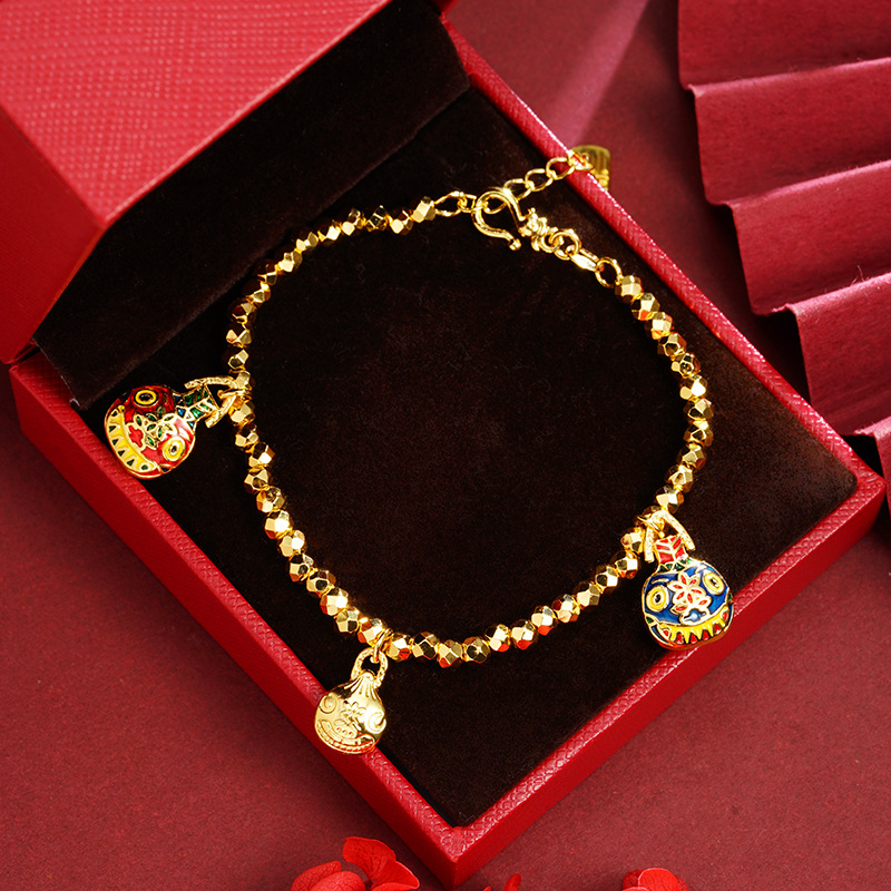 Guochao vietnamita pulsera de oro de arena retrógrado goteo de aceite auspicioso engullir oro bestias joyas de mano para mujeres durante mucho tiempo no se desvanecen accesorios al por mayor
