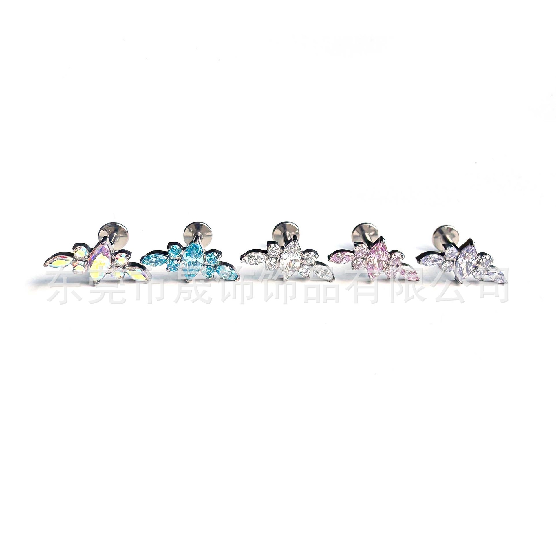 F136 Titanium 马眼 Cubic Zirconia Ear Stud G23 Implant Grade Titanium Internal Thread Cubic Zirconia Labret Stud 人体 Piercing Jewelry Accessories
