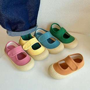 Children's Canvas Shoes Spring & Fall New Style Shallow Mouth Scoop Shoes for Boys and Girls Soft Sole Candy Color Baby Indoor Cloth Shoes Toddler Shoes