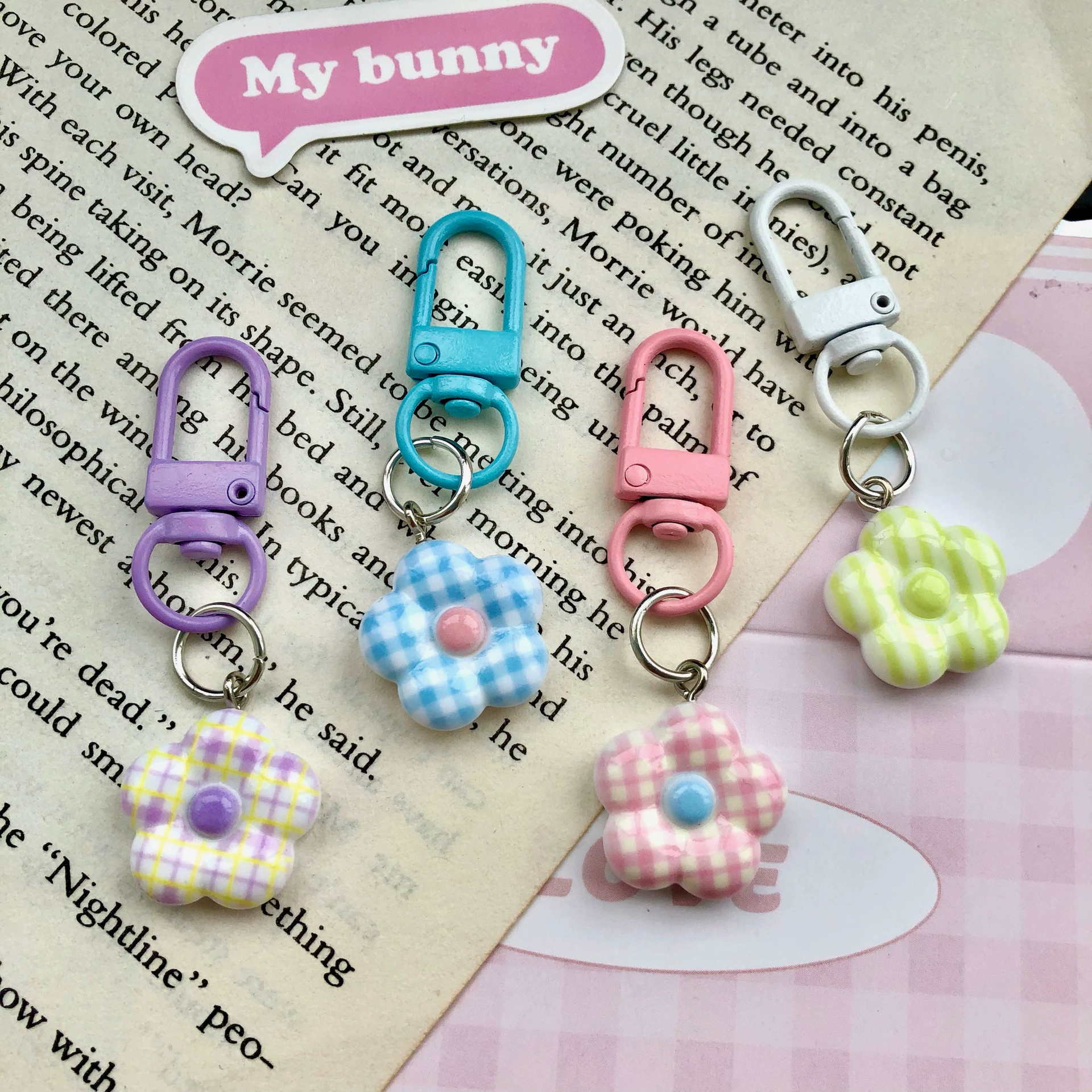 Cute keychain, pendant, bag accessory, flowered, Birthday gift