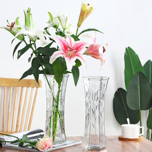 大号透明六角玻璃花瓶水养富贵竹百合鲜花插花瓶家用客厅摆件
