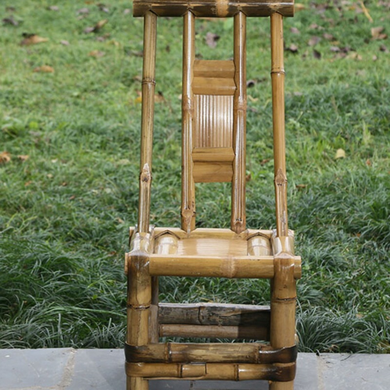 Bamboo Chair, Old-Fashioned Backrest Chair, Suitable for Home Tea Drinking and Leisure, Suitable for Adults and Children, Handmade Bamboo Products, Natural Tie J*