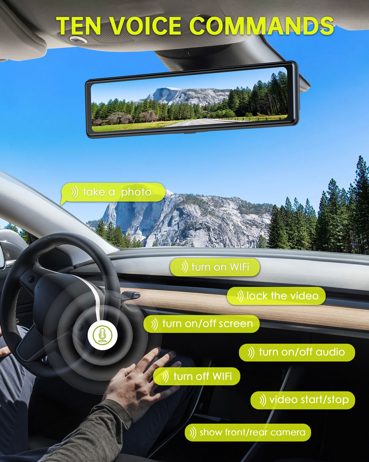Streaming media driving recorder HD 4K rearview mirror double recording 12-inch reversing image WiFi interconnection GPS